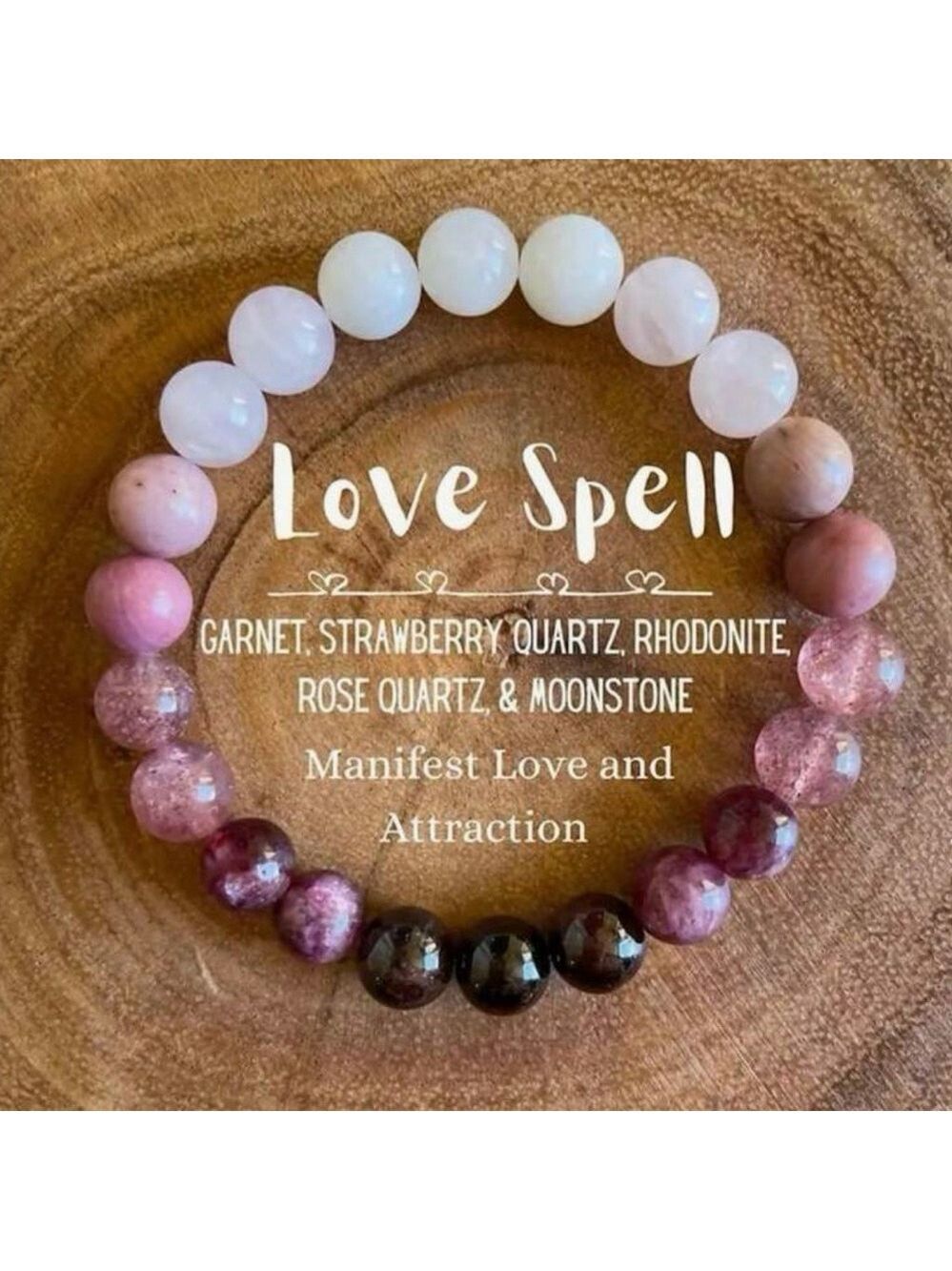 Love Spell Rose Quartz & Garnet Beaded Bracelet